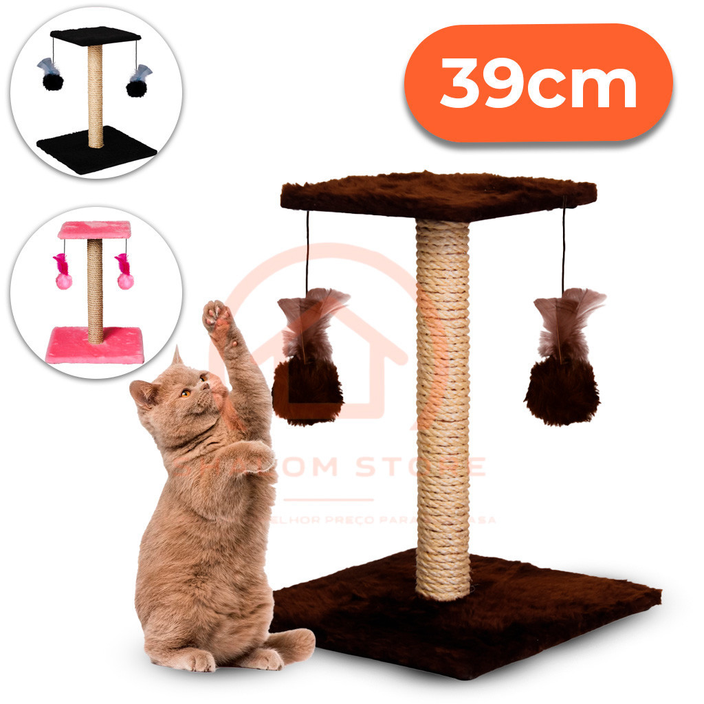 Promoção Arranhador Para Gatos Poste com Brinquedo Gato Duplo Exclusivo