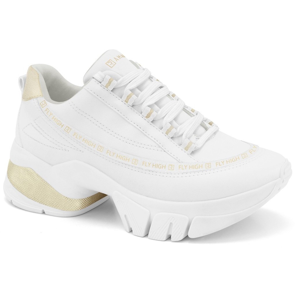 Tênis Feminino Branco Ouro Solado Bipartido Ramarim 2380104-1