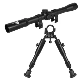 Bipé Retrátil 11/19mm + Luneta Rifle Scope 4x20mm