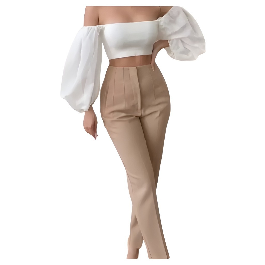 Calça Alfaiataria Feminina Cintura Alta Com ziper Social Lançamento Moda Luxo Elegancia