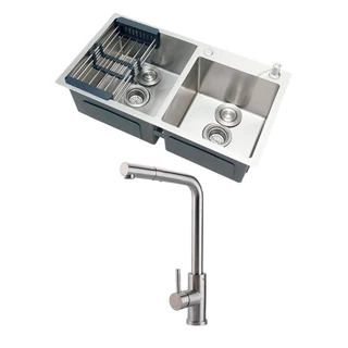 Cuba para Cozinha Awá e Torneira Misturador Monocomando Extensível Gurupi Pingoo - Prata em Oferta na Shopee