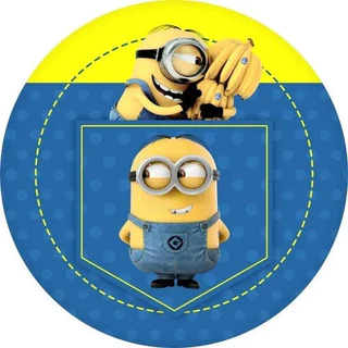 Painel Minions 50x50 Redondo Tecido Sublimado Com Elastico