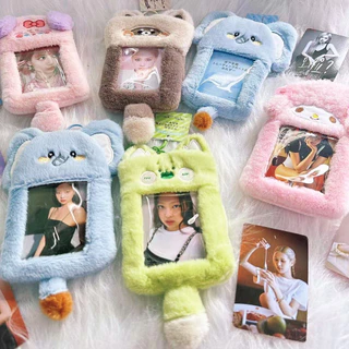 Estojo de Cartão de Pelúcia Sanrio Cartoon Armazenamento de Photocard para Kpop Idol e School Supplies