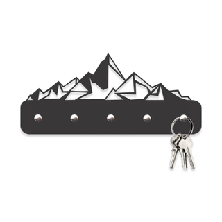 Porta Chaves Montanhas Geométricas em Mdf Vazado de 3mm Preto Fosco