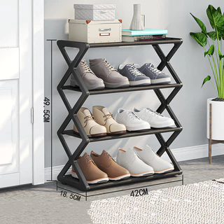Sapateira de Metal e Plastico Organizador Prateleira 4 Andares Multiuso 42 x 18,5 x 49,5cm Pronto Entrega
