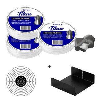 3 Chumbinhos Titan 5.5mm 1,153g - Votex + Alvo + Porta Alvo em Oferta na Shopee