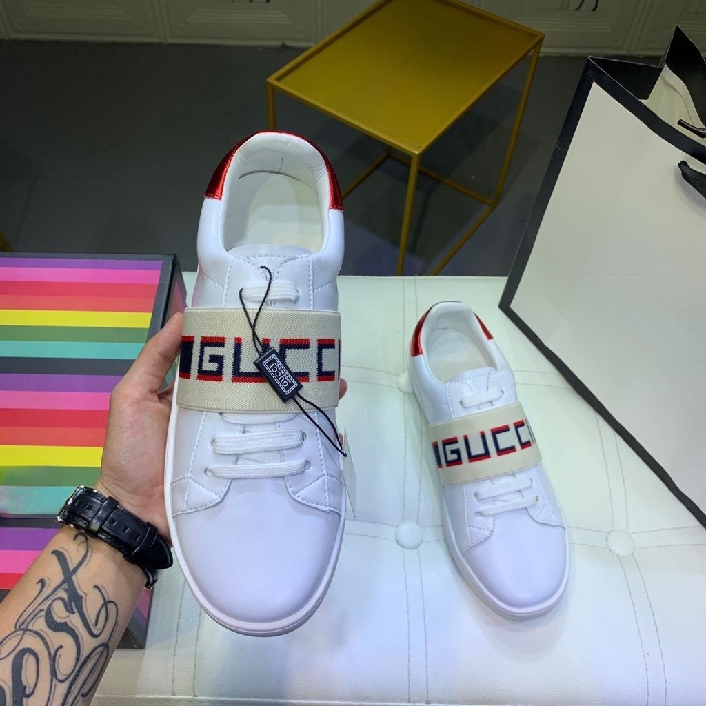 GUCCI Homens Mulheres Sapatos Casuais De Couro Esportivos Planos