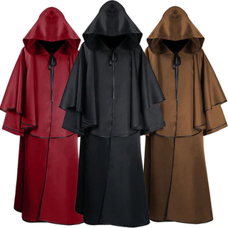 Capa medieval retrô com capuz traje de ópera de Halloween traje de performance manto de bruxo fantasia de cosplay de deus da morte
