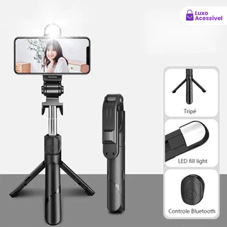 Bluetooth Retrátil Selfie Stick Controle Remoto Luz De Tripé De Mesa Para Celular