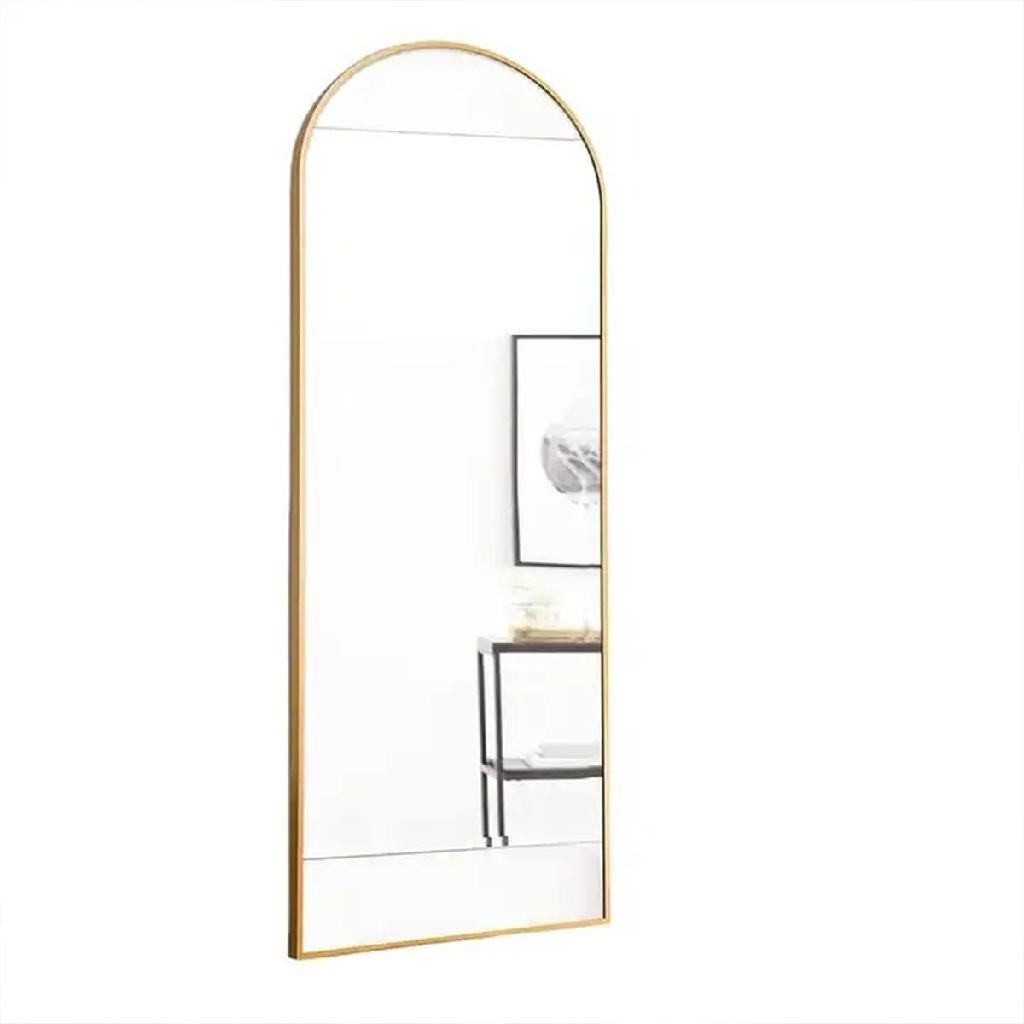 Espelho Oval Chão Suporte Corpo Inteiro Dourado 100x30c Luxo
