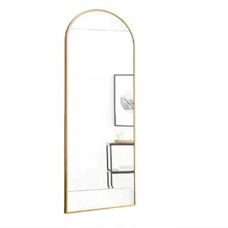 Espelho Oval Chão Suporte Corpo Inteiro Dourado 100x30c Luxo