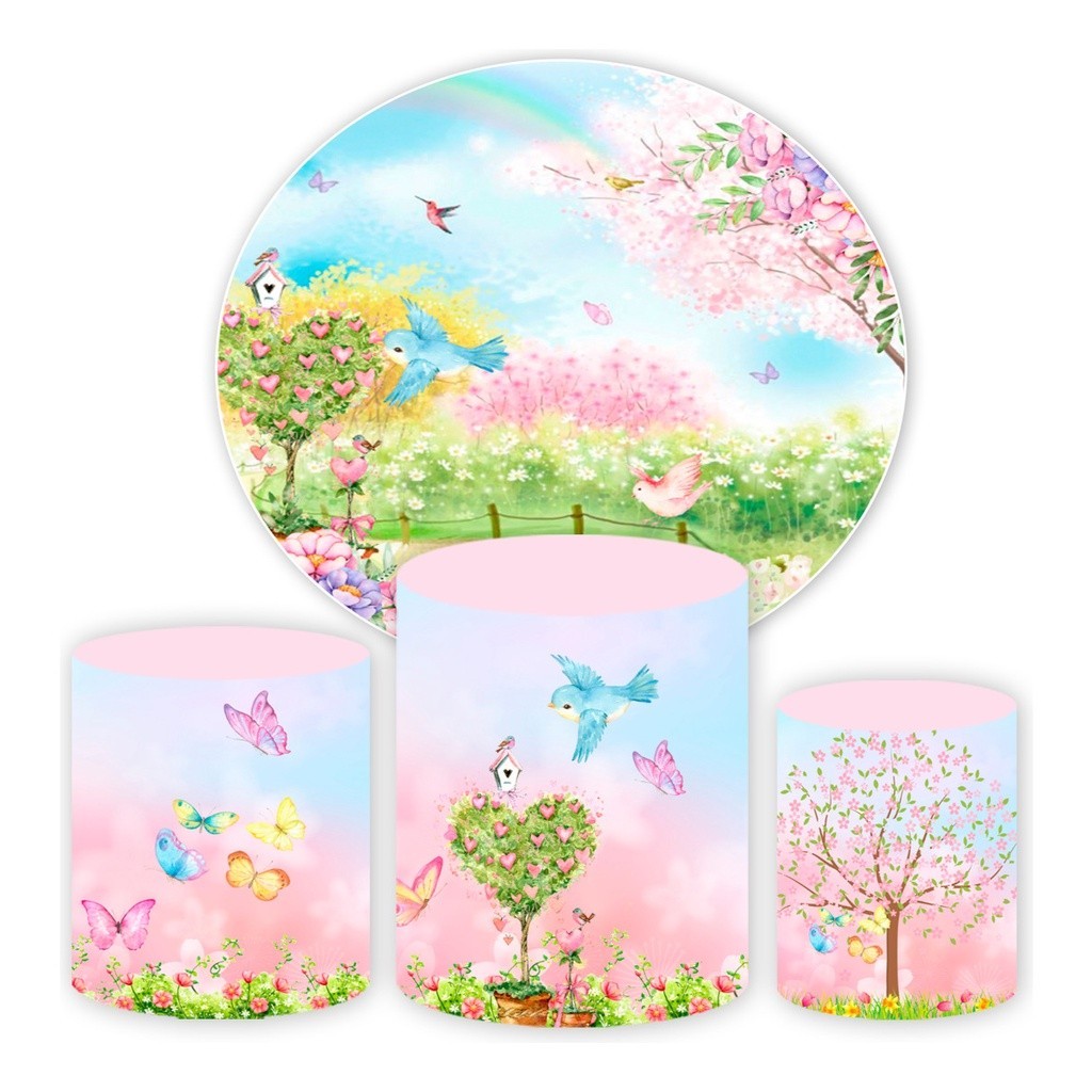 Kit Painel Redondo Jardim Encantado Trio Capas Cilindros Shopee Brasil