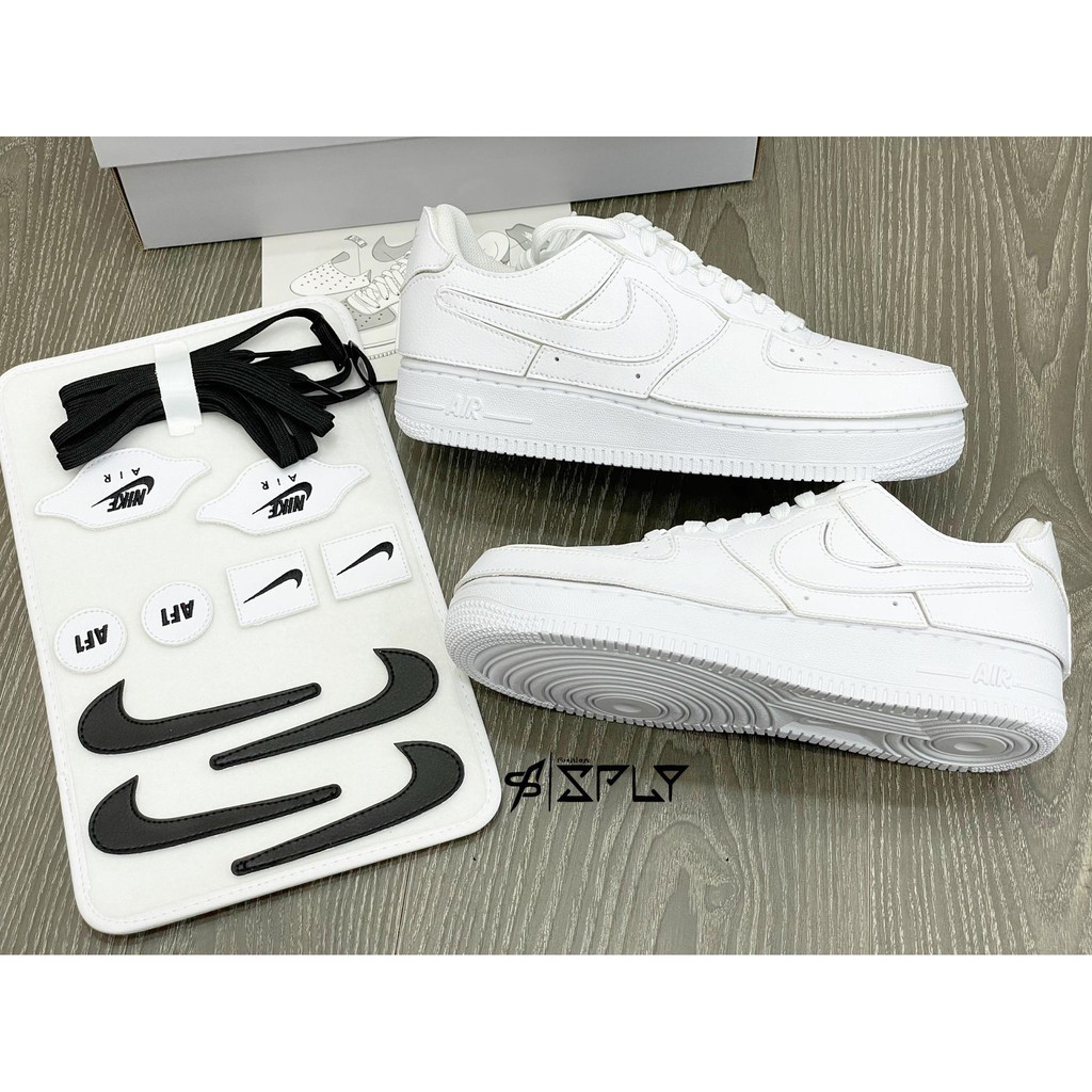 Estoque Pronto De Alta Qualidade Nike Air Force 1/1 White Velcro Felt Aumento Do CV1758-100 Preto