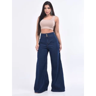 Calça Jeans Pantalona Jeans Feminina
