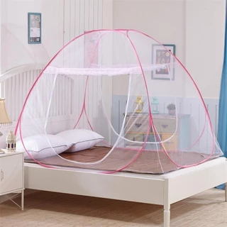 Mosquiteiro Tenda Cama Casal Queen Dobrável Portátil Rosa