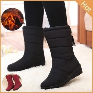 Botas De Neve De Inverno Femininas Vermelho Preto Casual