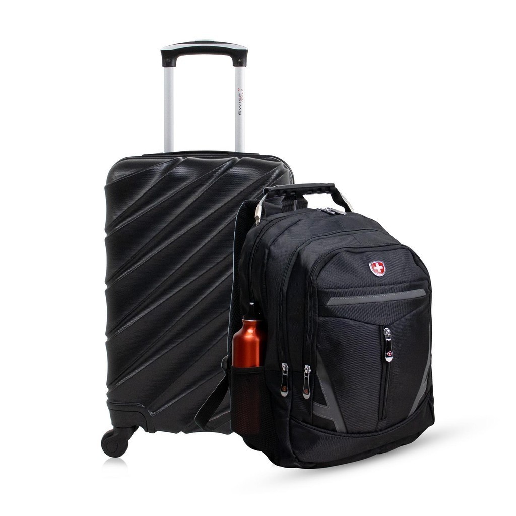 Kit mala de bordo Preta Havana + Mochila Boavista Swiss Move