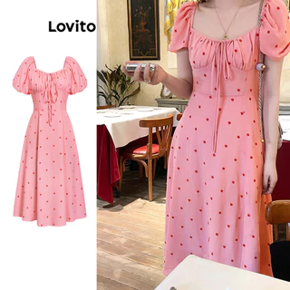 Lovito Casual Vestido Feminino Floral de Amarrar L80ED065