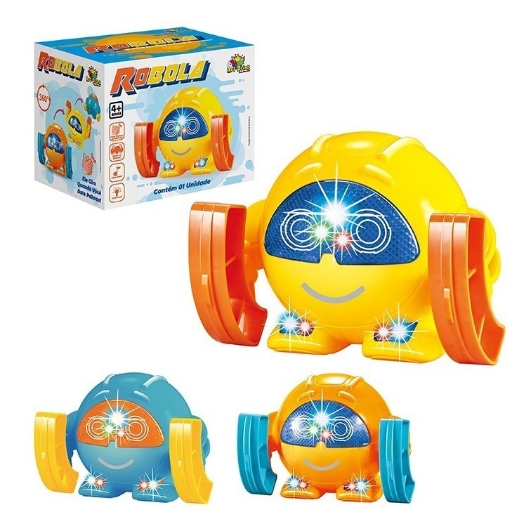 Brinquedo infantil Robo Ball Bola Rola Com Braços Gira 360 Graus Luz ...
