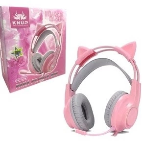 Fone De Ouvido Headset Gamer Gatinho Kp-ga04 Com Fio e Microfone RGB USB P2