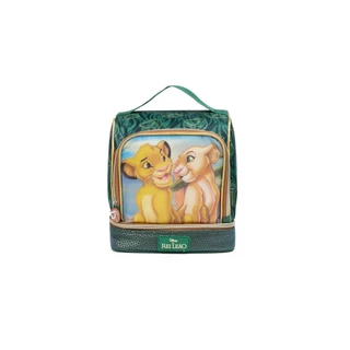 Lancheira Térmica Infantil Masculina Rei Leão Simba e Nala Verde Escuro