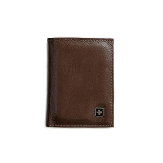 Carteira Masculina Slim de Couro Suissewin Pequena Café