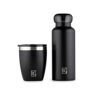 Kit Copo Térmico 350ml + Garrafa Térmica 500ml Moderno Preto