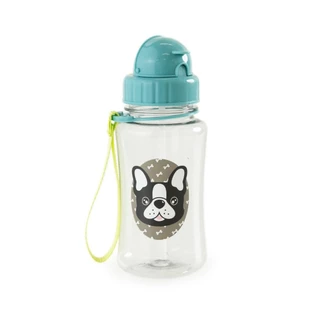 Garrafa Escolar 350ml Pug Com Canudo Azul