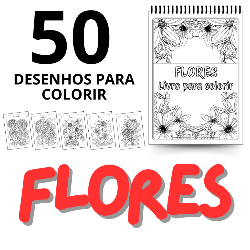 Livro de Colorir Flores (TAMANHO A4) | Shopee Brasil