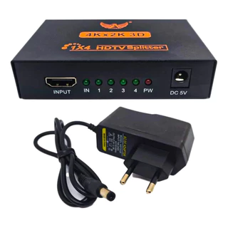 Splitter Distribuidor Divisor Hdmi 4k 1x4 3d Com Fonte