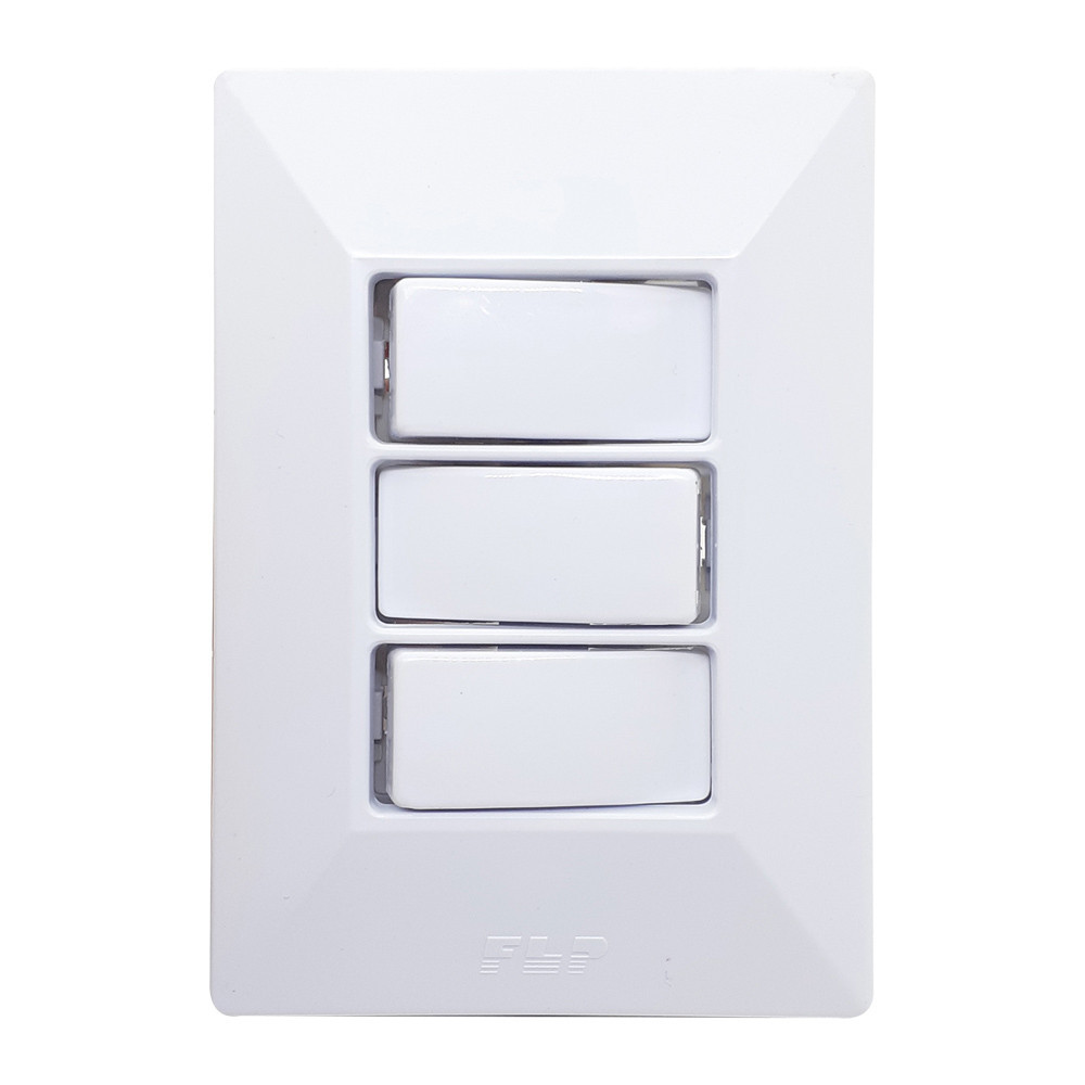 Interruptor Simples 3 Teclas 10A Com Placa Espelho Branco Linha Dubai ...