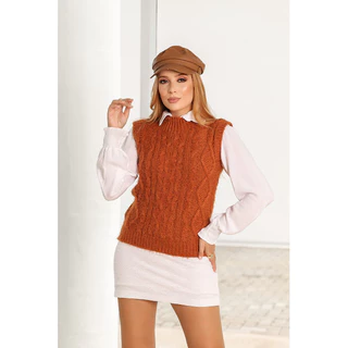 Colete Feminino Tricot Tramas com Pelinho angorá