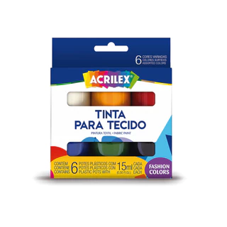 Tinta Para Tecido Acrilex- 6 Potes 15 ml