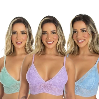Kit 5 Cropped Top De Renda Sem Bojo Blogueira Alça Regulável