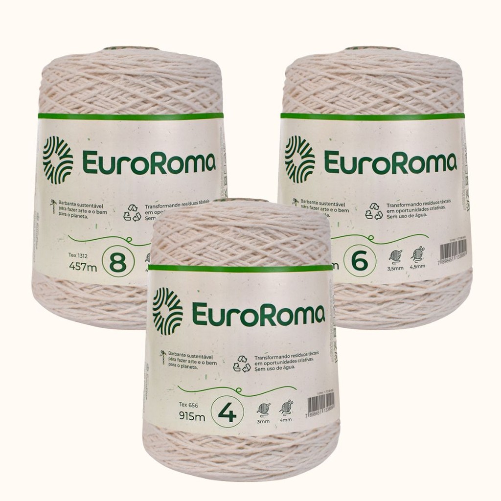 Barbante Euroroma Cru ( Nº4 Nº6 Nº8) | Shopee Brasil