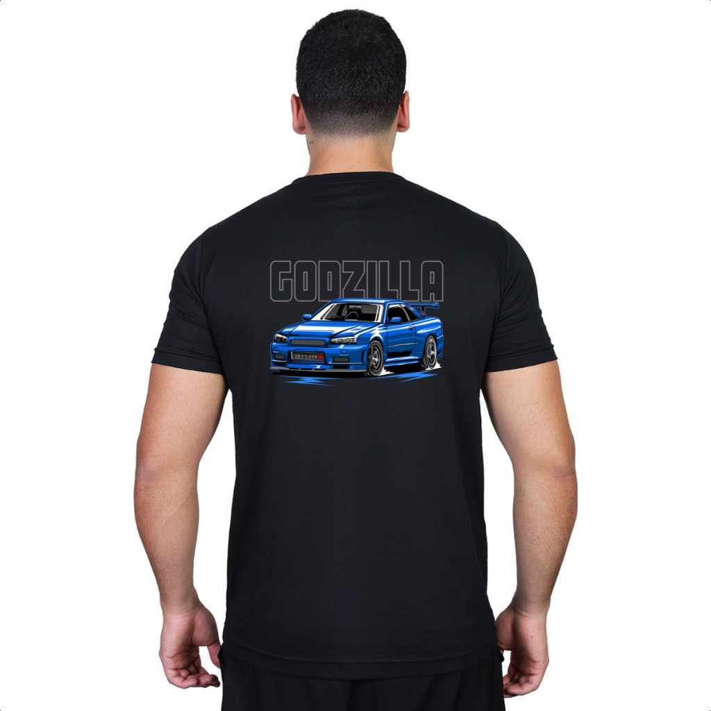 Camiseta Skyline R35 Bryan Camisa Azul Godzilla Blue Carro JDM Filme ...