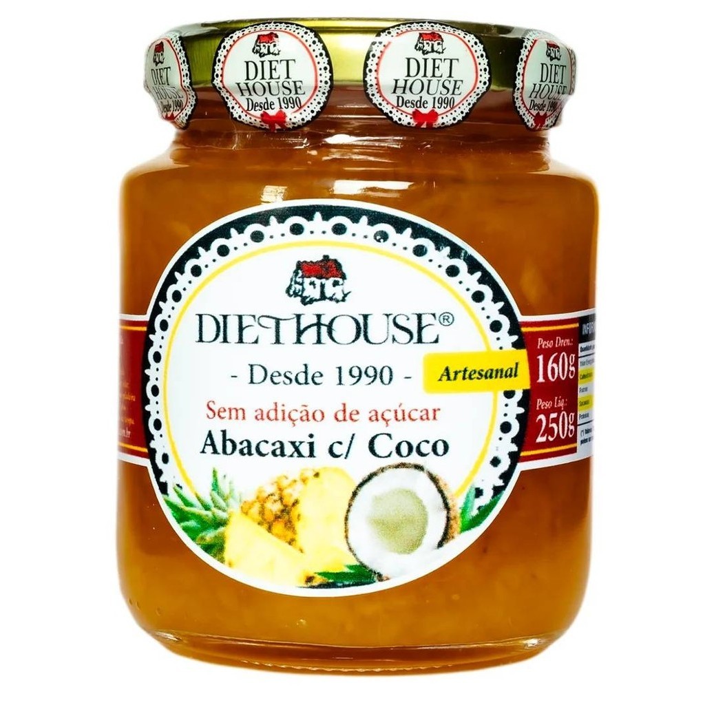 Doce Abacaxi com Coco Zero Açúcar Diet House 250g | Shopee Brasil