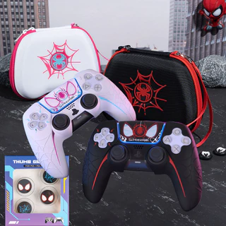 GeekShare PS5 Controller Skin Anti-Slip Silicone Capa Protetora Da Pele Spider for Playstation 5 DualSense Wireless Capas De Proteção Do Polegar Bolsa De Viagem Portátil