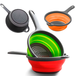 Escorredor de Silicone Compacto Retratil com Alça 23Cm