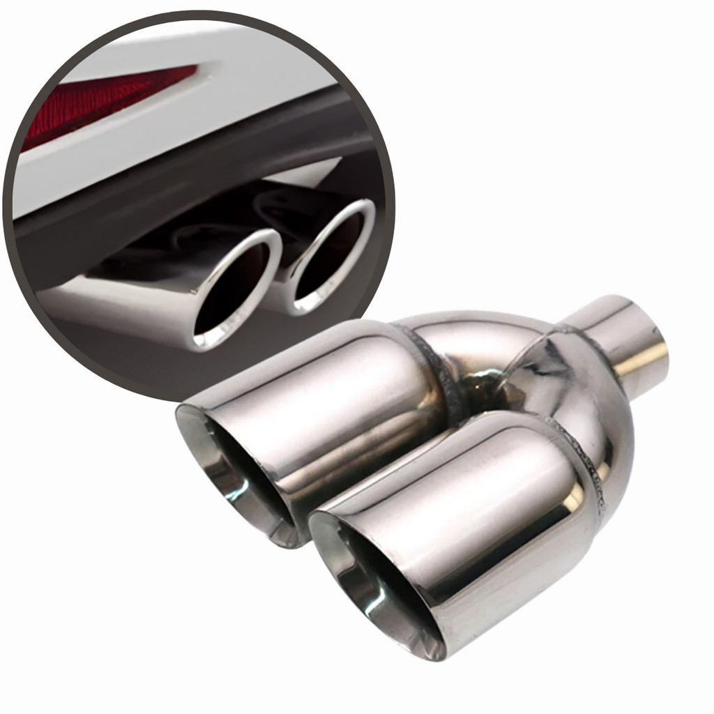 Ponteira Dupla Reta 63mm Entrada 76mm Saída Modelo Universal Aço Inox Universal