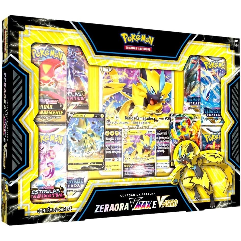 BOX POKEMON COLEÇÃO DE BATALHA ZERAORA VMAX E V-ASTRO-SUPER COLEÇÃO