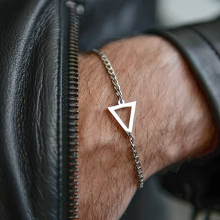 Simplicidade Triângulo Cruzado Do Amor Corrente De Pulso Pingente Coração Para Homem Hip Hop Geometria De Aço Inoxidável Pulseiras Jóias