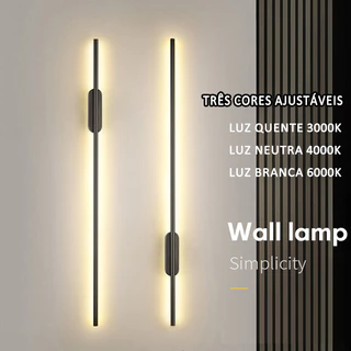 Luminária De Parede Linear Inteligente De 60 Cm Luz Ajustável De Três Cores 10W 6000 K