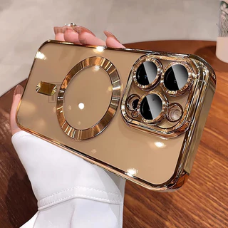 Chapeamento Claro Magnético Caso De Telefone Compatível Para IPhone 18 17 16 15 14 13 12 11 Pro Max Plus Macio Capa