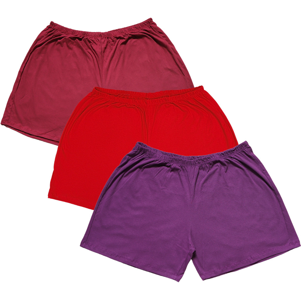 Kit 3 Short de Pijama malha de algodão Conjunto de Shorts Liso sem ...