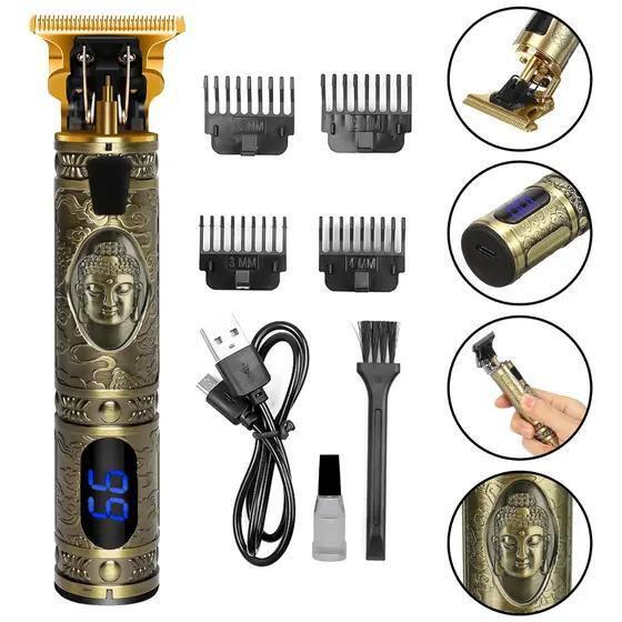 Maquina De Barbear Cortar Cabelo Aparador Profissional Barbeador Acabamento Sem Fio Portátil Com Visor Digital