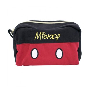 Necessaire Mickey Com Assinatura Algodão Cru 13X18cm