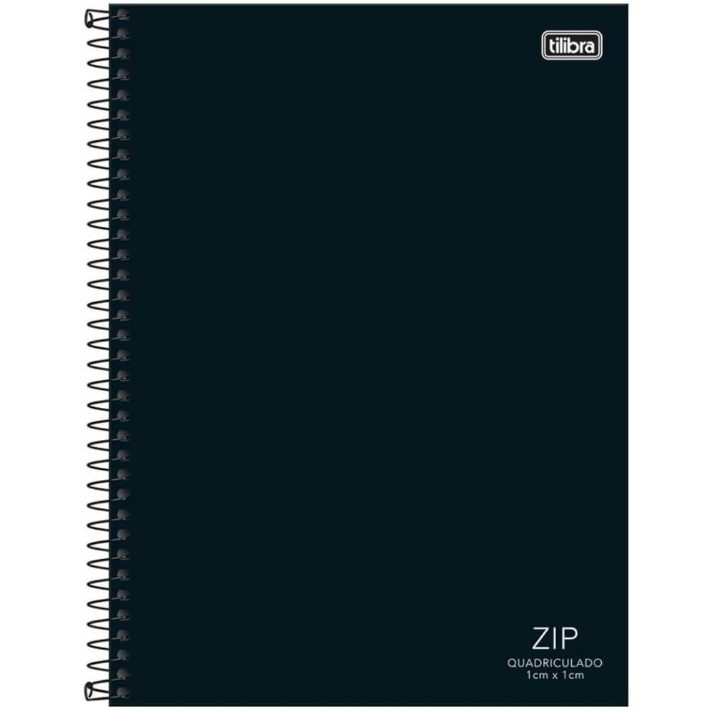 Caderno Quadriculado 1x1 Zip Preto Capa Dura Espiral 80 Folhas - Tilibra