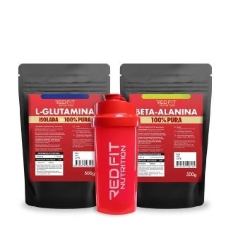 Kit L-Glutamina 500g Beta-Alanina 500g - 100% Pura Importada - Red Fit Nutrition