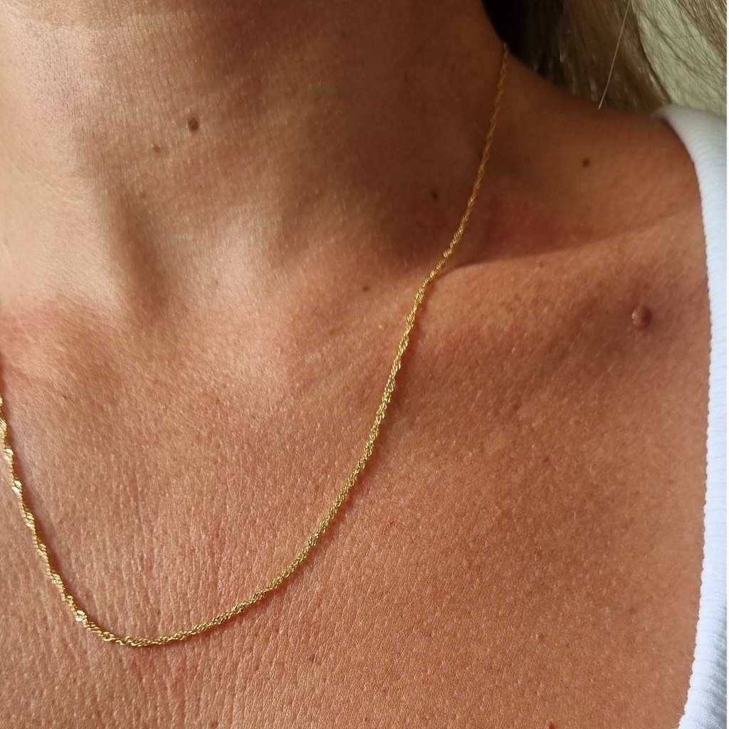 Corrente Cordão 50cm Feminino SemiJoia Banhado A ouro 18k | Shopee Brasil